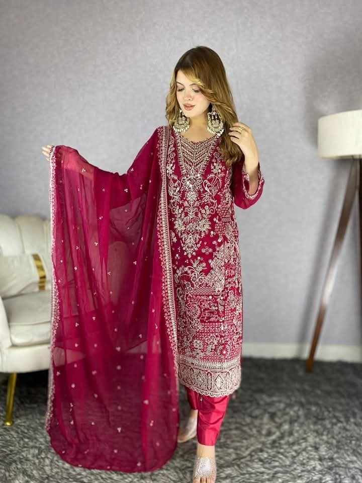Unstitched Salwar Kameez (New Merun 2037)